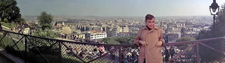 Paris Skyline Panorama From Sacre Coeur Montmartre with Audrey Hepburn in foreground