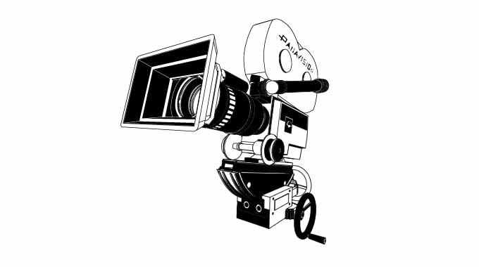 3d Illustration of a panavision camera  filled